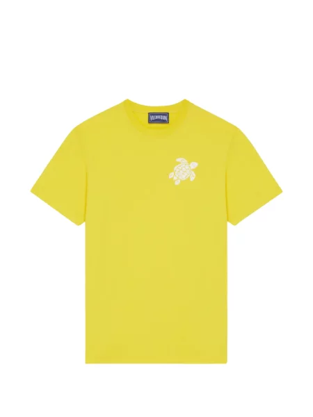 Tričko Vilebrequin s výšivkou s kulatým výstřihem žluté