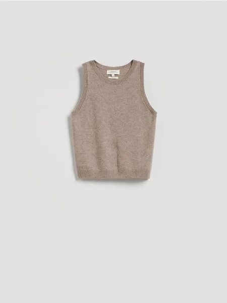 Reserved Vestă de lână cafeniu