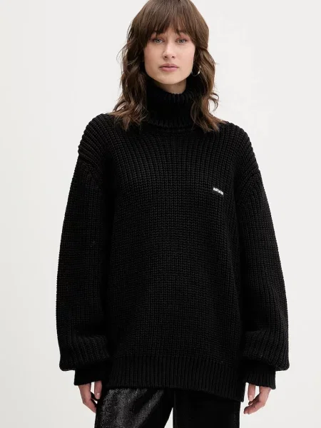 Rotate pulover din amestec de lână călduros cu guler negru