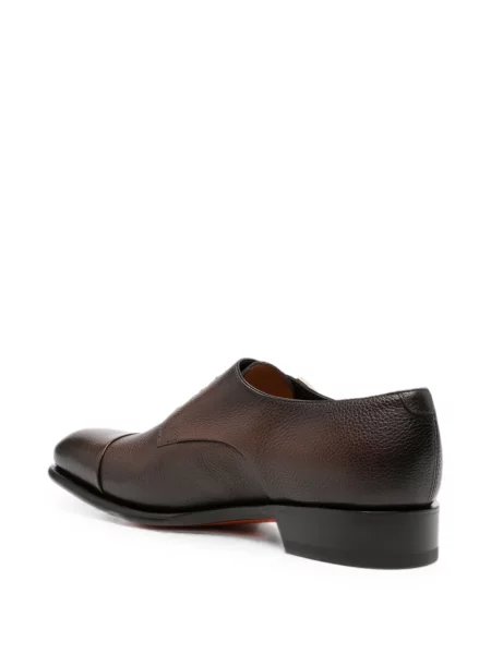 Pantofi monk Santoni din piele cu bretele maro