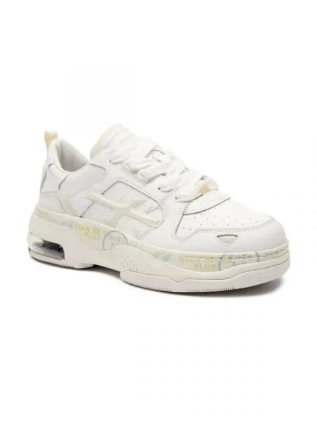 Premiata Sneakers DRAKED cu adaos de piele alb