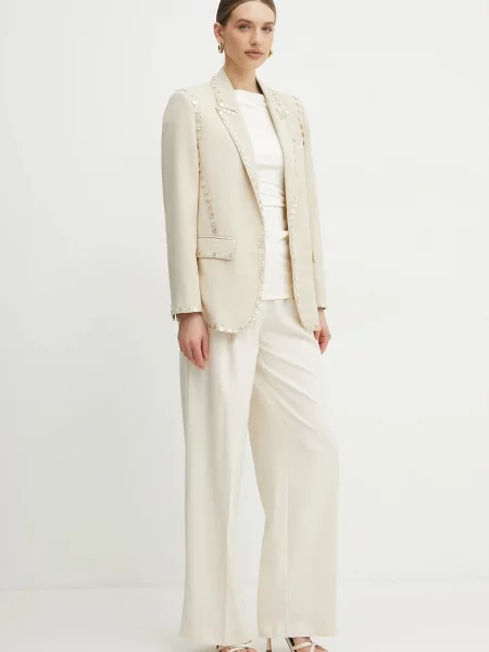 Піджак з домішкою вовни Forte Forte однобортний jacket бежевий