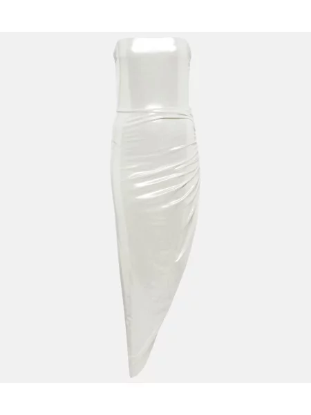 Sukienka midi Norma Kamali asymetryczna do kolan garniturowa srebrna