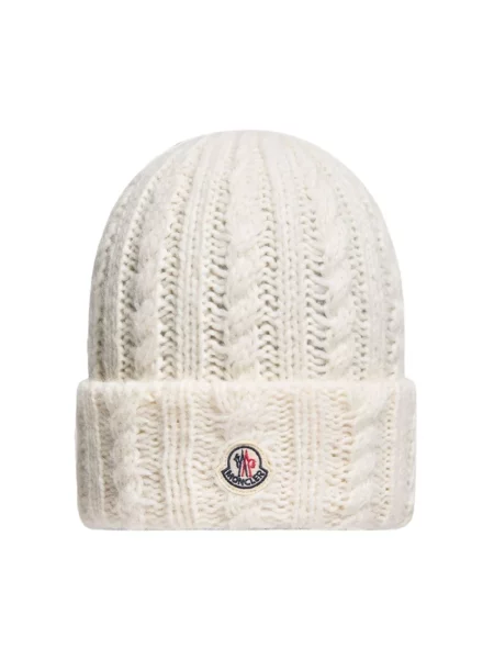 Czapka Moncler wełniana biała