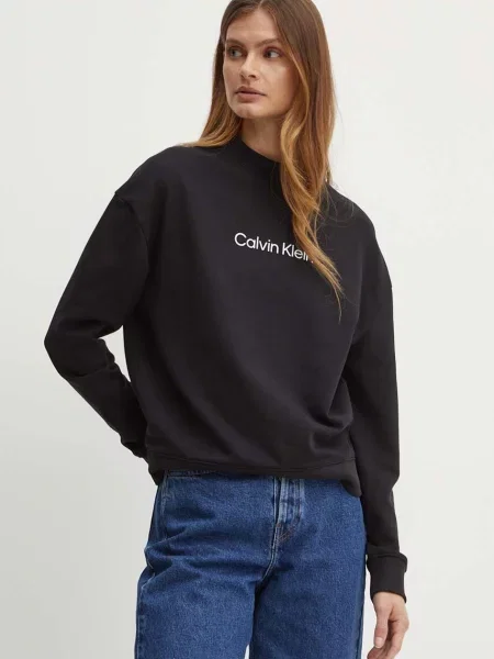Суитчър Calvin Klein с автограф черно