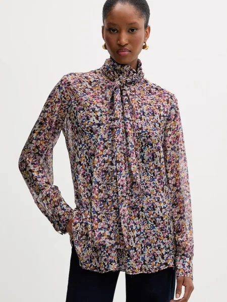 Liu Jo bluzka z jedwabiem wzorzysta fioletowy