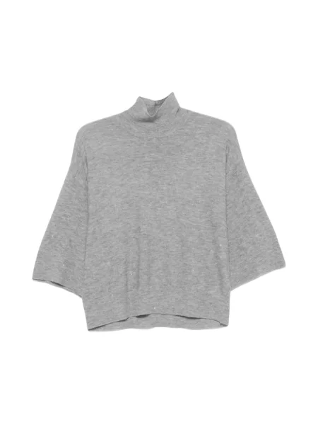Sweter Fabiana Filippi z cekinami wełniany szary