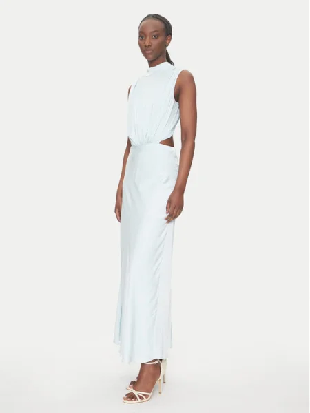 Bardot rochie maxi evazați turcoaz