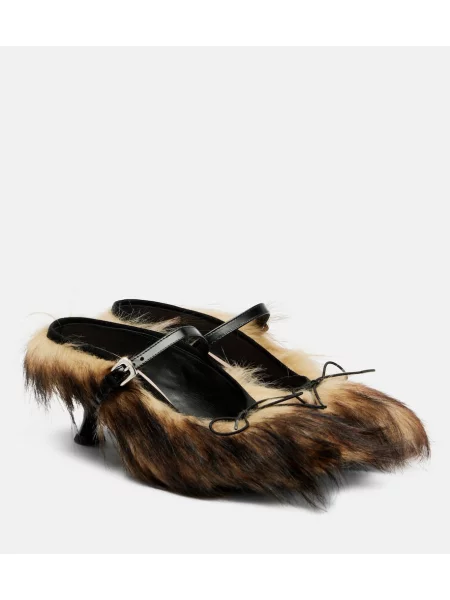 Papuci tip mules Simone Rocha din canvas bej