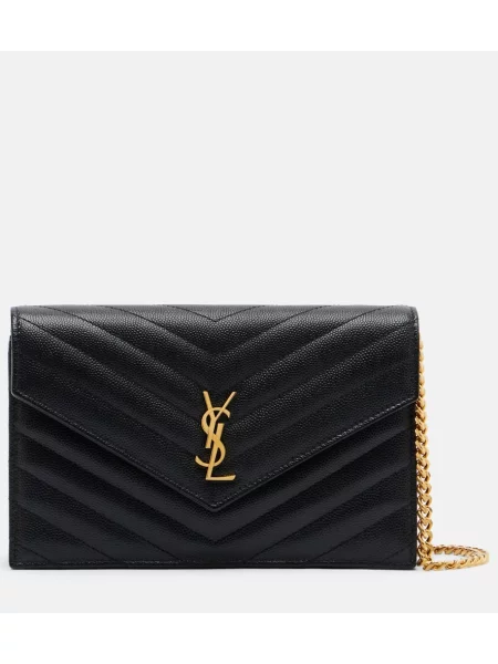 Kožený náhrdelník Saint Laurent čierna