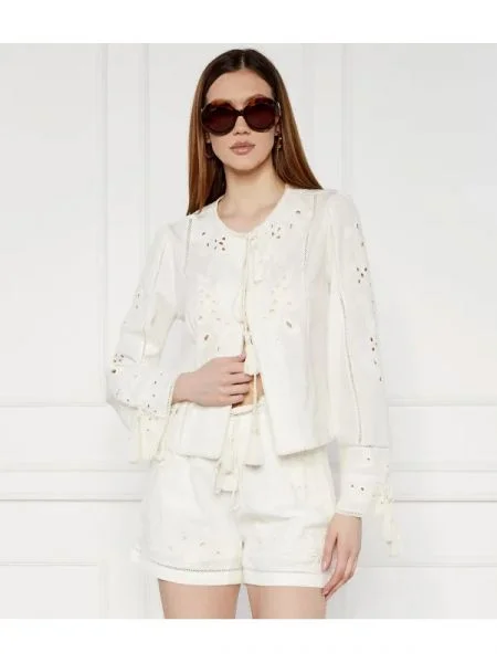 TWINSET Bluză | cu adaos de in alb