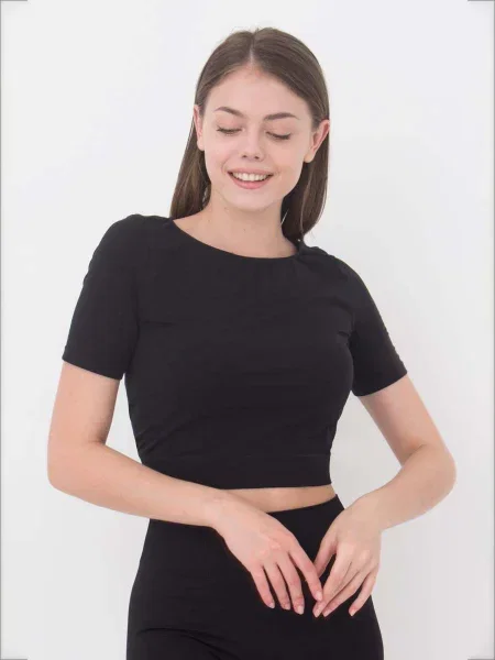 Укороченный топ Giulia из микрофибры черный