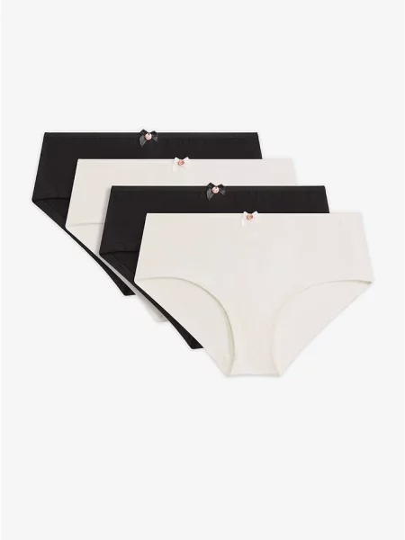 Figi panty z bawełną organiczną 4 pary czarne