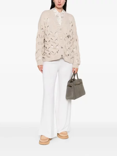Pantaloni Ely Ely tricotate alb