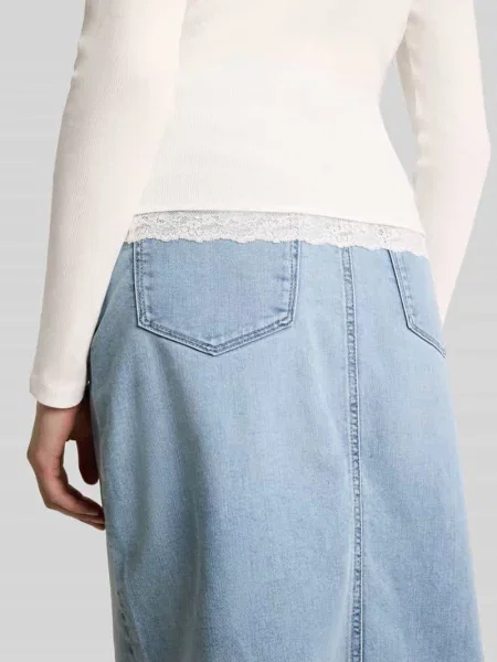 Bluzka z długim rękawem o kroju slim fit z mieszanki bawełny Tom Tailor Denim biała