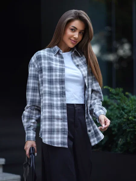 Сорочка TeamV фланель сірий