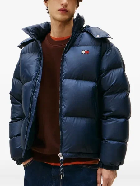 Geacă de blugi Tommy Jeans cu glugă albastru