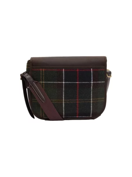 Geanta crossbody Barbour de lână în carouri clasică maro