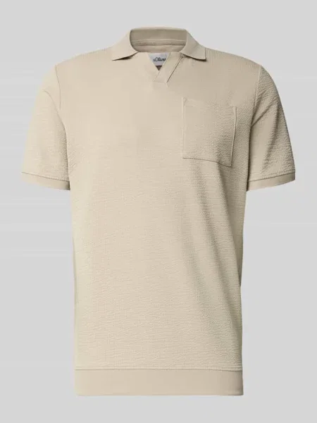 Koszulka polo o kroju regular fit z mieszanki bawełny S.oliver Red Label beżowa