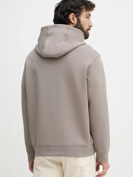 Armani Exchange bluza z kapturem z bawełną brązowa
