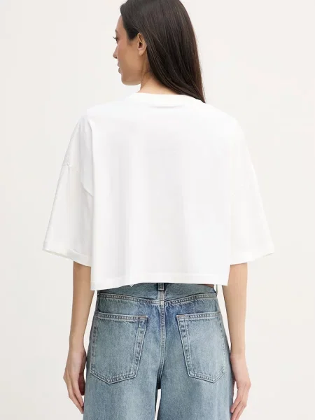 T-shirt Calvin Klein Jeans Ss Cropped Boxy Heri Tee White S beżowa