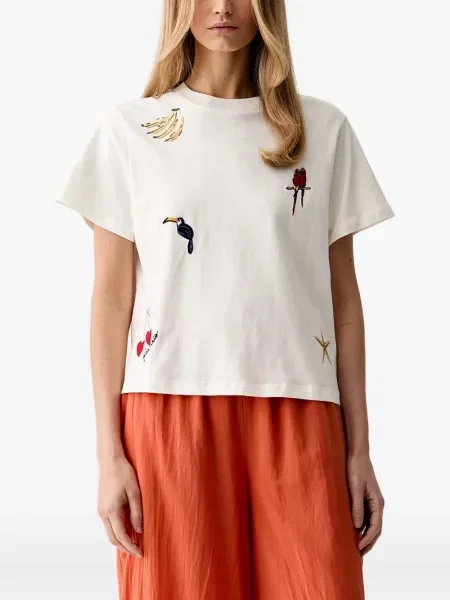 Tricou Farm Rio cu broderie alb