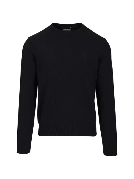 Pulover Emporio Armani cu decolteu rotund negru