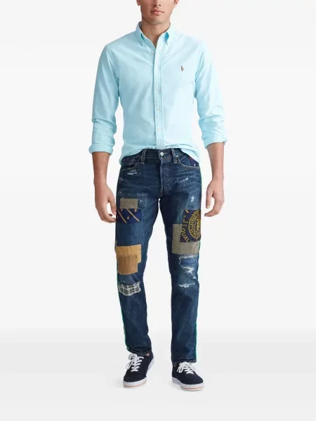 Tricou polo Polo Ralph Lauren cu glugă cu blană cu broderie roșu