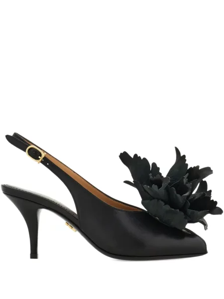 Pantofi cu toc Ferragamo cu model floral slingback negru