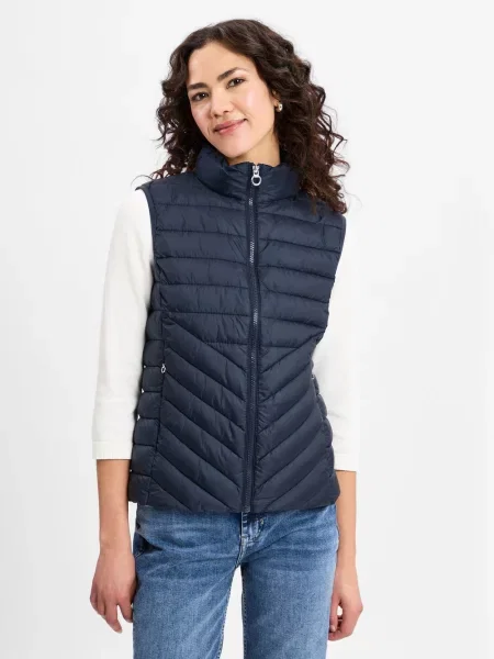 Kamizelka pikowana o kroju slim fit ze stójką S.oliver granatowa