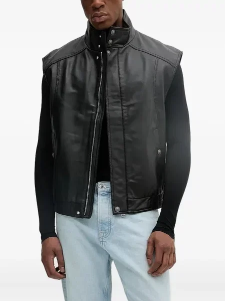 Vestă denim Versace Jeans Couture din piele negru