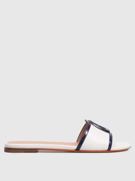 Кожаные шлепанцы Santoni белые