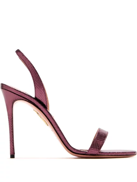 Кожени сандали Aquazzura с отворена пета червено