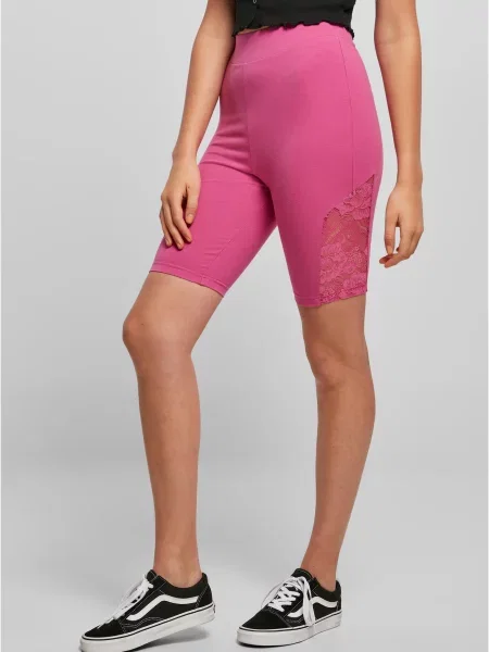 Ciclism pantaloni scurți pentru ciclism Urban Classics cu talie înaltă din dantelă violet