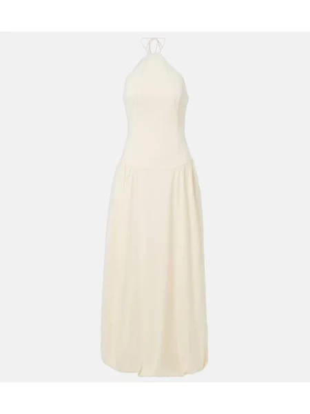 Rochie maxi Sir cu gât halter de costum alb