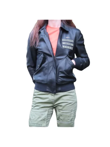 Kurtka skórzana Aeronautica Militare czarna