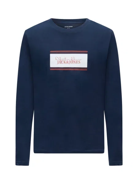 JACK & JONES Tricou JJBUSTER bleumarin / roșu ruginiu alb