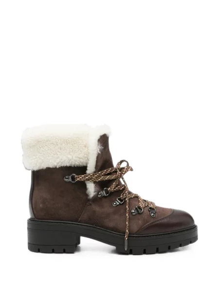 Cizme scurte Aquazzura din piele de oaie maro
