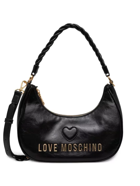 Geantă shopper Love Moschino cu autograf negru