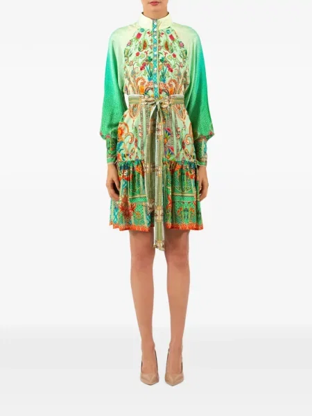 Rochie Saraco cu imagine cu model paisley verde