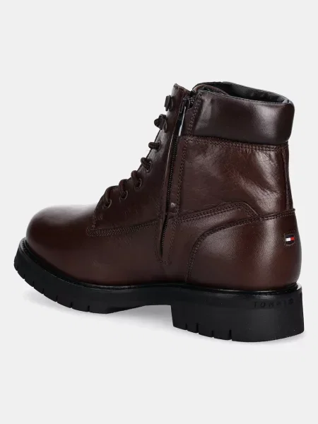 Kožené kotníkové boty Tommy Hilfiger hnědé