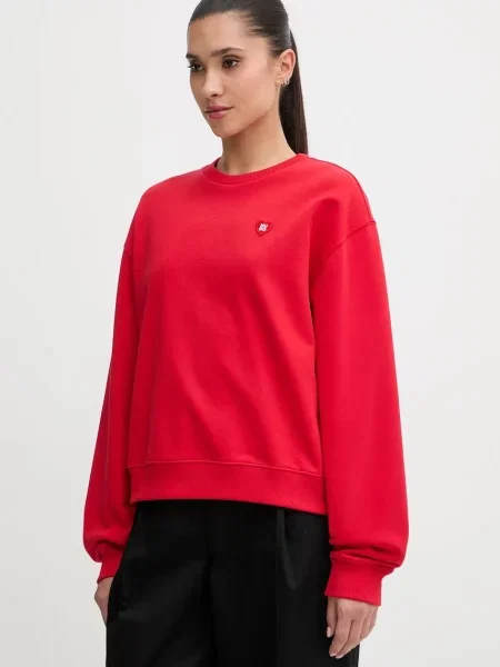 Bombažen pulover HUGO rdeča