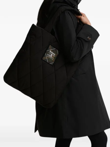 Matlasat geantă shopper Barbour negru