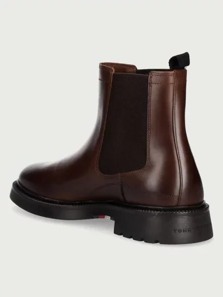 Tommy Hilfiger sztyblety skórzane CORPORATE CASUAL LTH CHELSEA brązowe