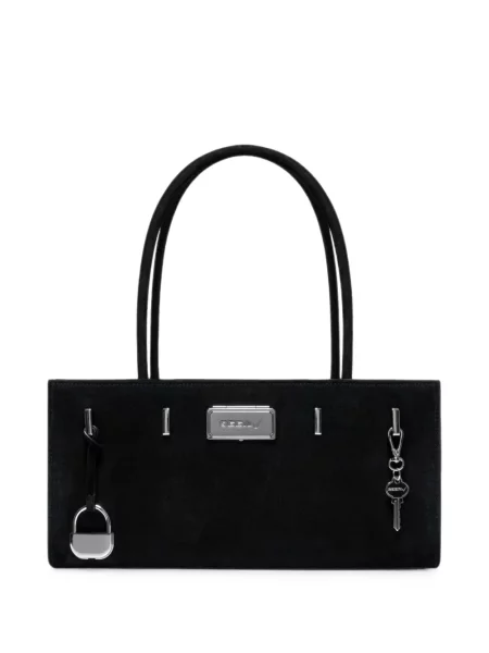 Geantă shopper Seen Users din piele de căprioară negru