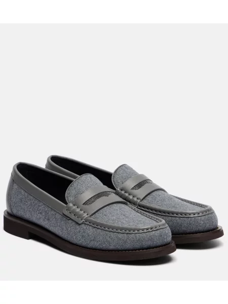 Usnjene loaferke Brunello Cucinelli siva