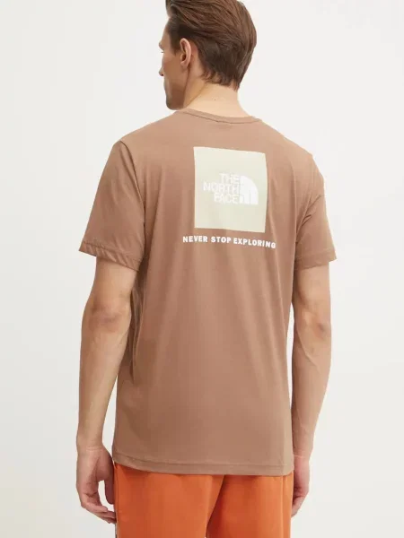 Tričko The North Face Redbox s potiskem hnědá