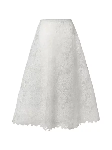 Fustă midi Carolina Herrera din dantelă alb