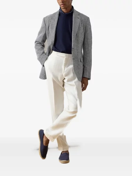 Къс пуловер Ralph Lauren Purple Label с кръгло деколте синьо