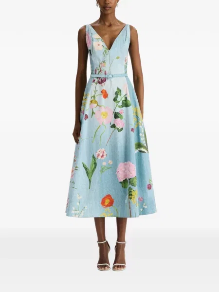 Rochie midi Oscar De La Renta cu imagine albastru